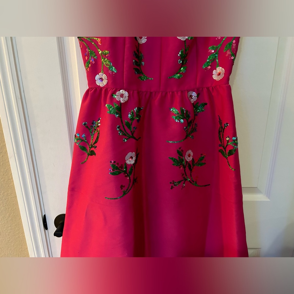EUC Kate Spade Pink Embellished Floral Dress Size 2 - Picture 10 of 11
